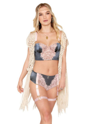 Ensemble soutien-gorge et culotte porte-jarretelles vintage - DG13223CHA
