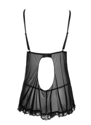 Nuisette en résille et dentelle noire avec string - R2740796