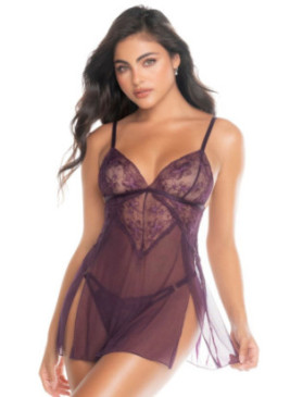 Nuisette couleur mûre et string assorti - MAL7552MULB